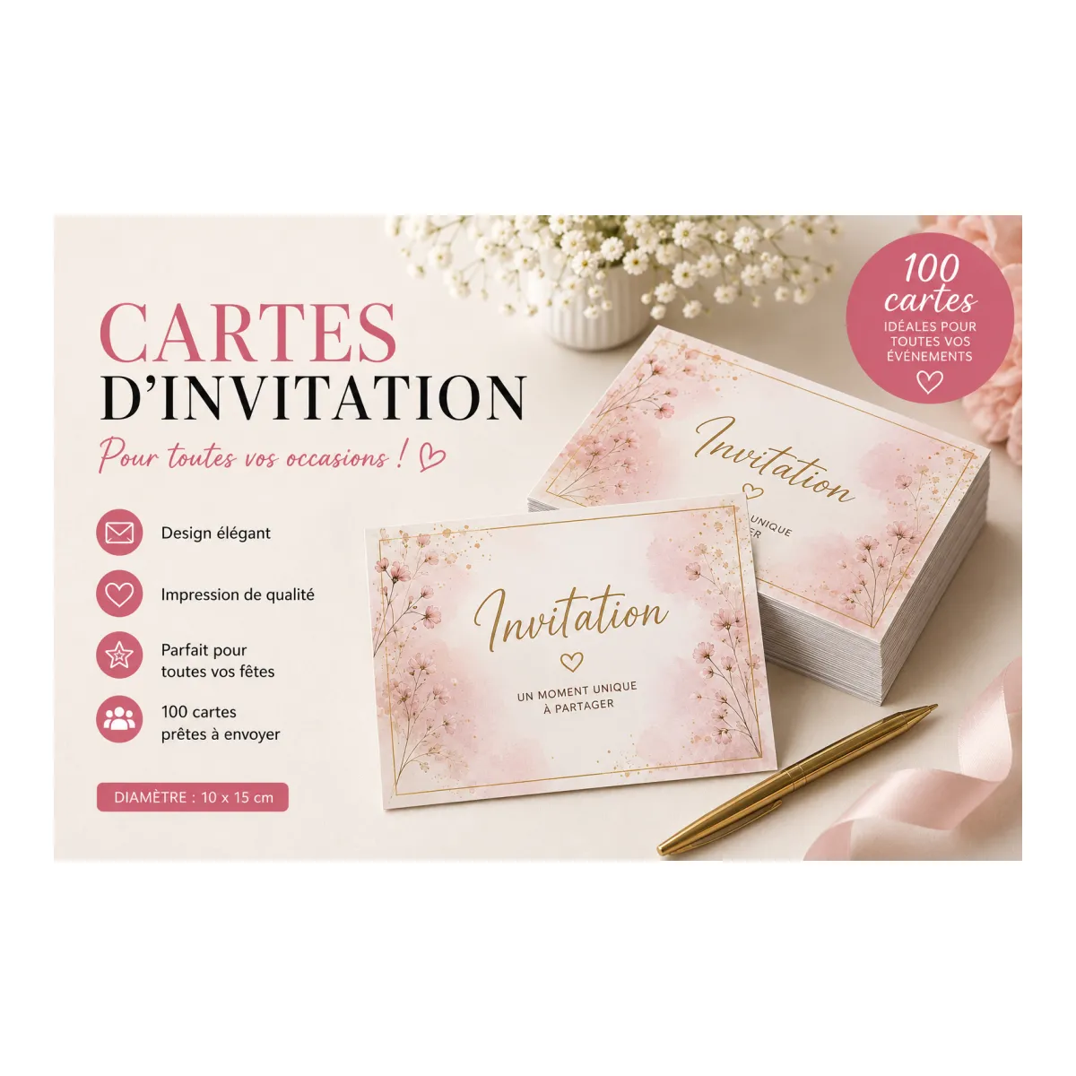 100 cartes d'invitation