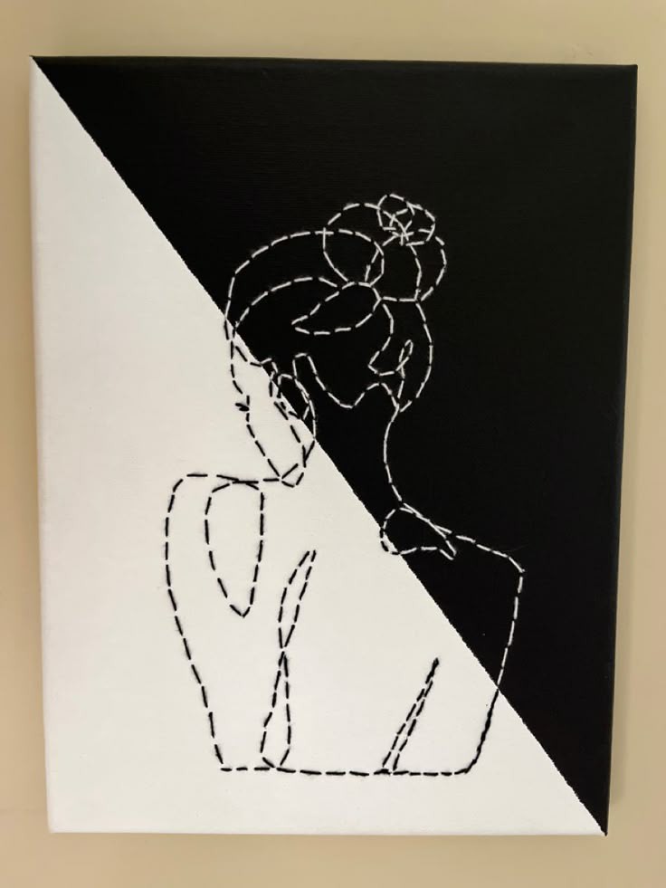 Tableau “Dualité Silencieuse” brodé à la main