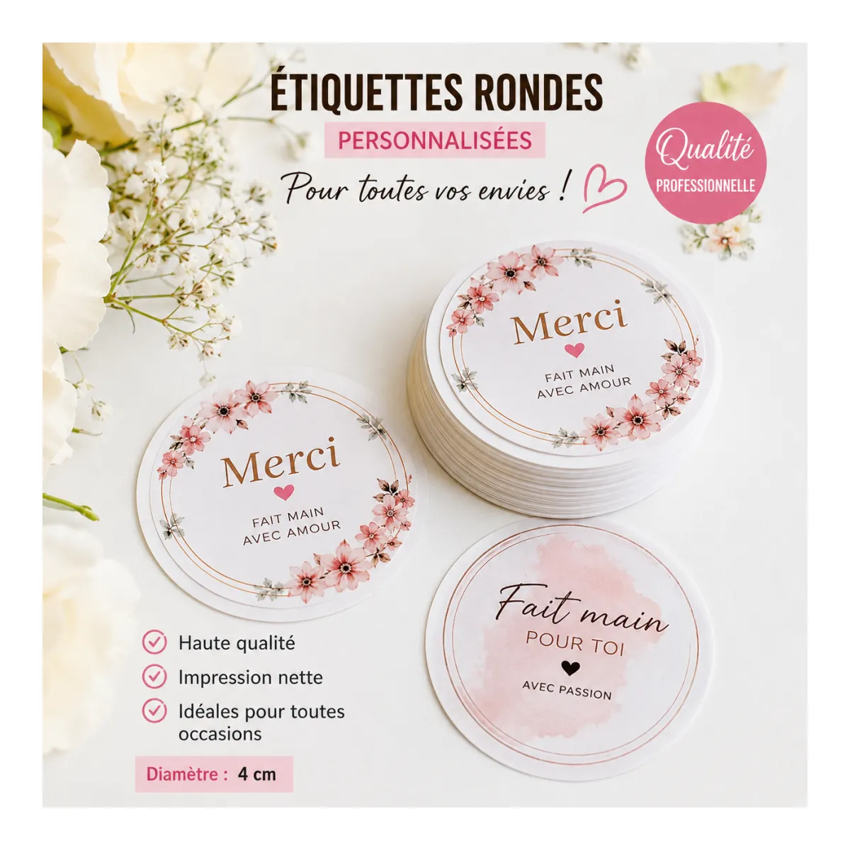 100 étiquettes rondes