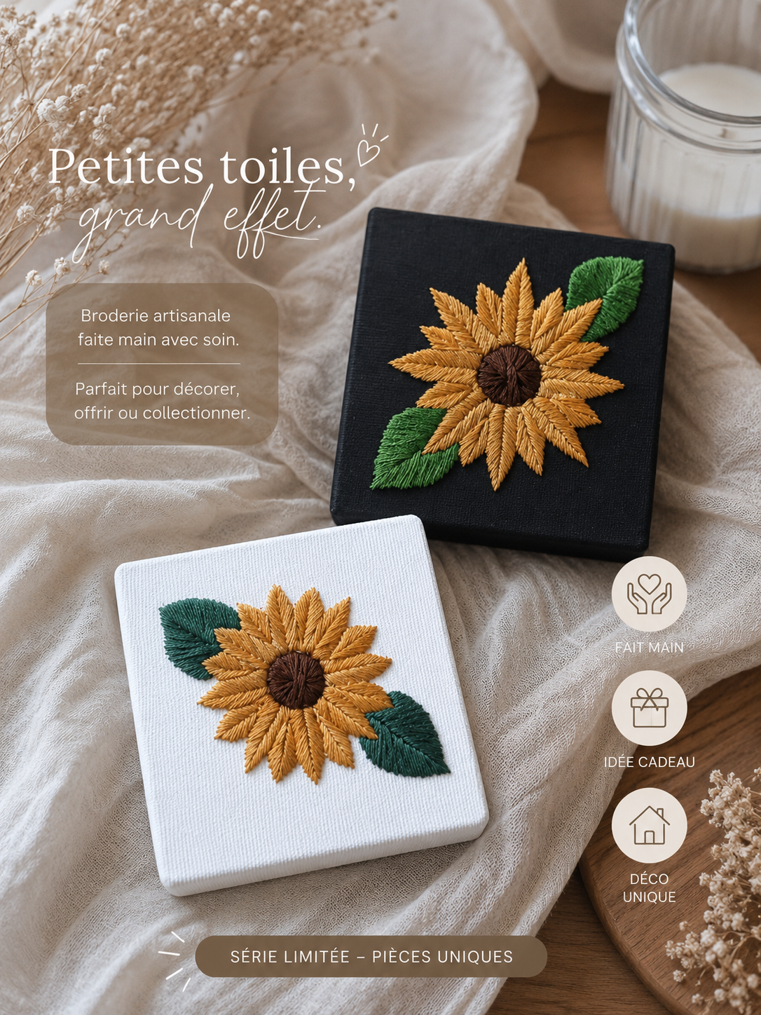 Mini tableau en broderie artisanale fait main