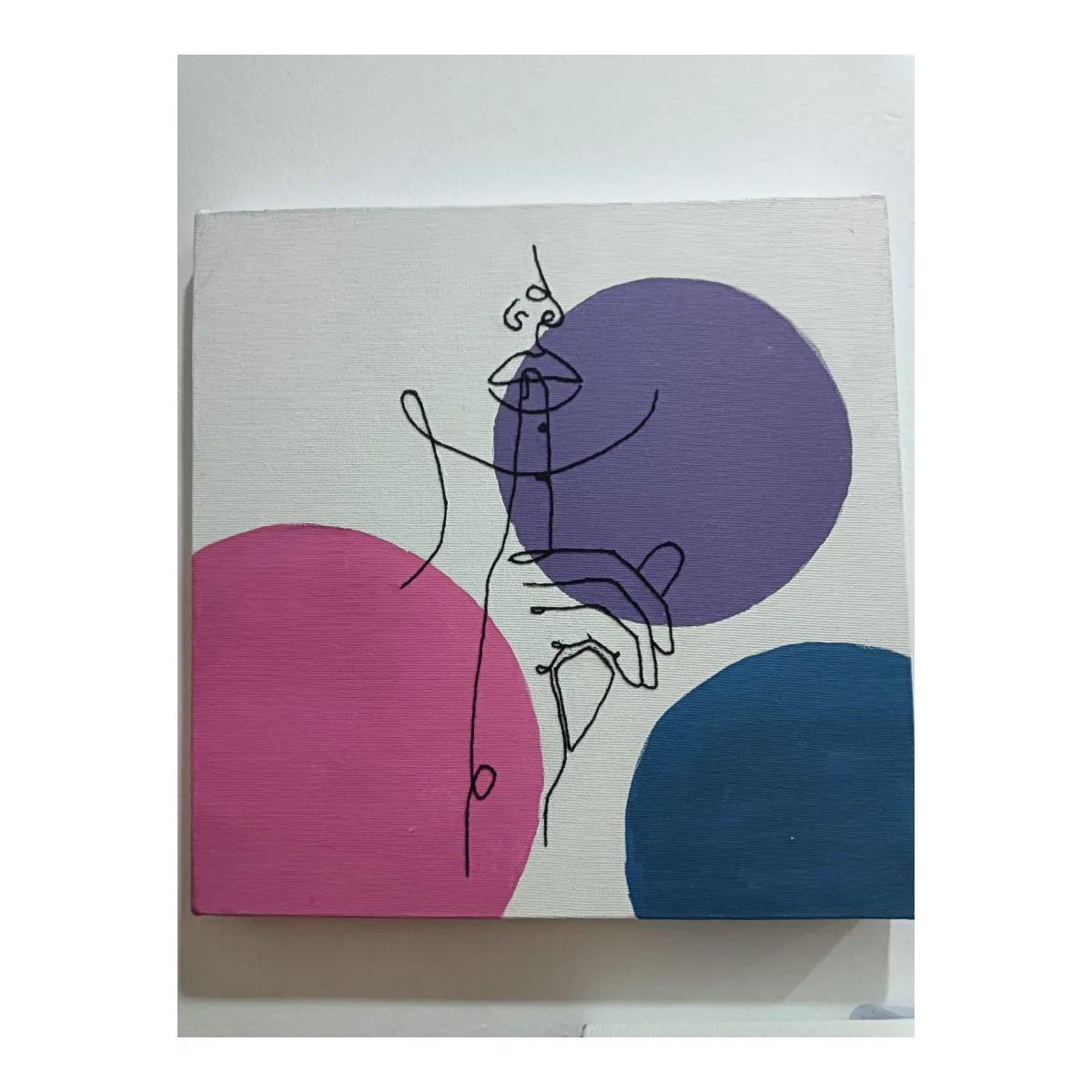 Tableau brodé à la main – Femme abstraite